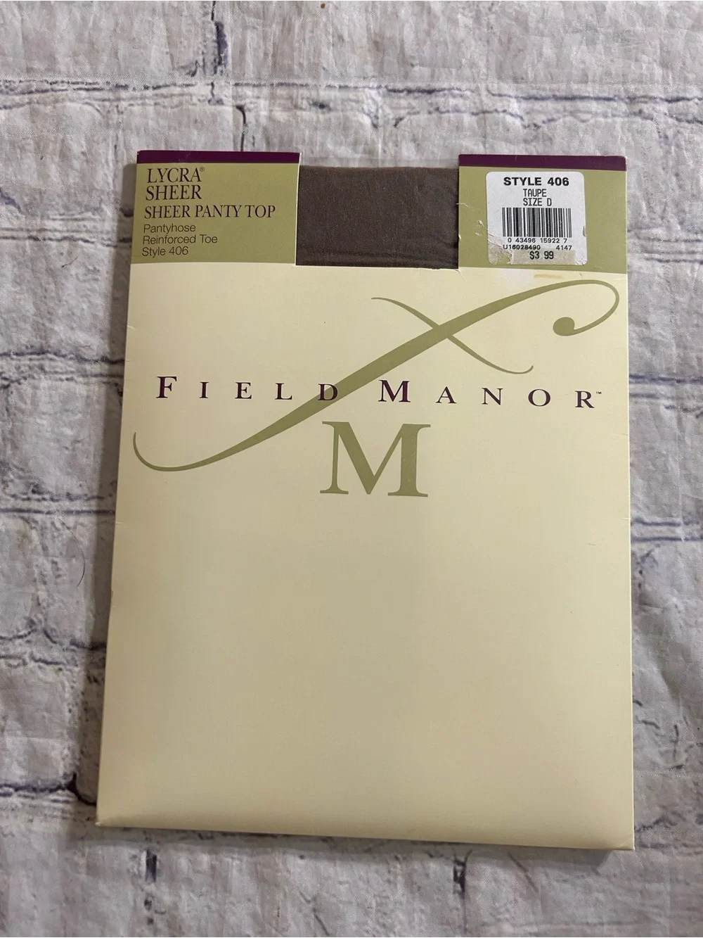 FIELD MANOR LYCRA SHEER PANTY TOP TAUPE/BEIGE SIZE D & CONTROL TOP TAUPE SIZE D